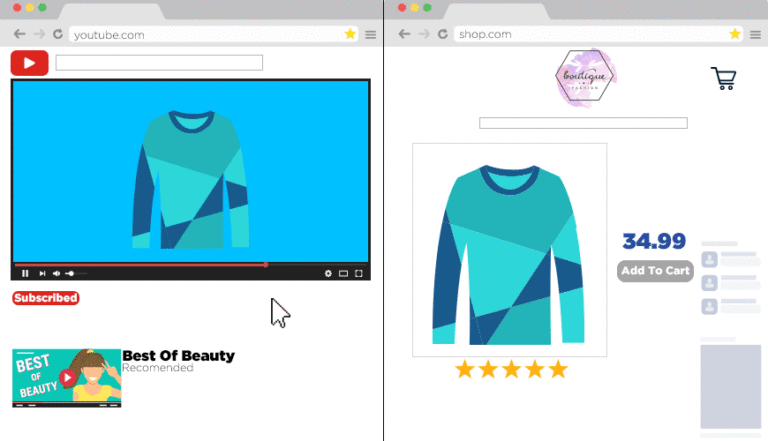 illustration - adding a sweater to the cart while online shopping