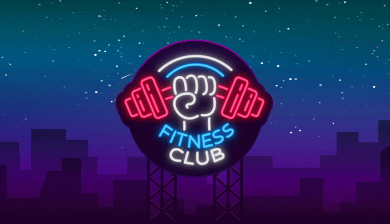 illustration of a fitness club neon sign