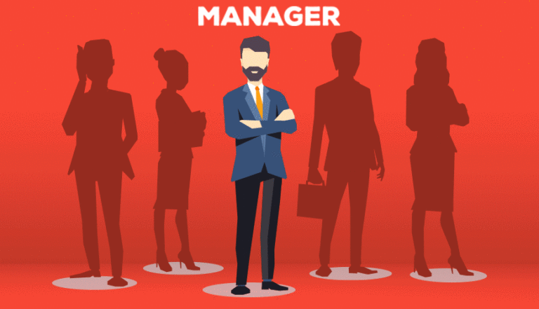 Illustration - Manager and team in the spotlight