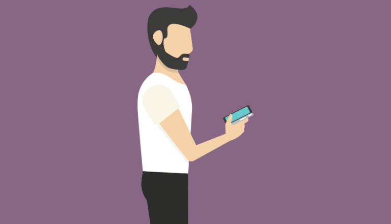 Illustration - man receiving cash from grandparents through his smartphone