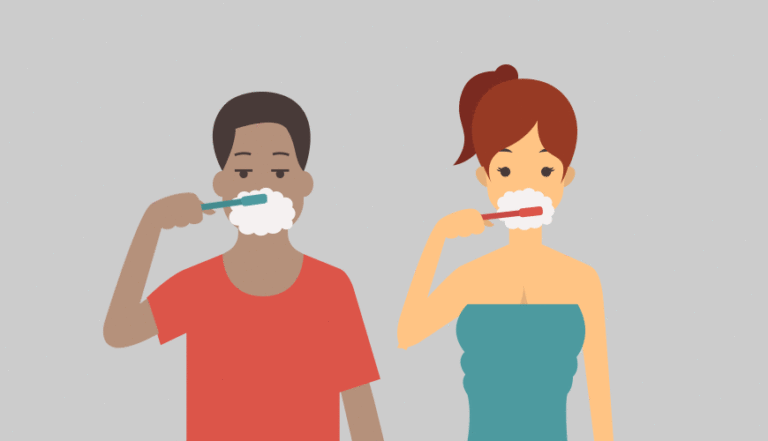Illustration of people brushing teeth