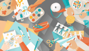illustration - people doing art