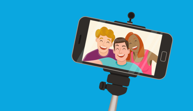 illustration - group of people taking a selfie