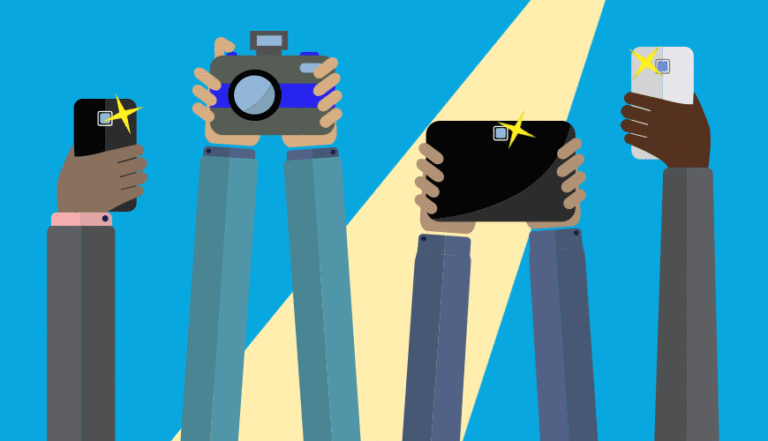 illustration of hands taking pictures