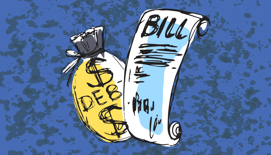 illustration of debt and a bill
