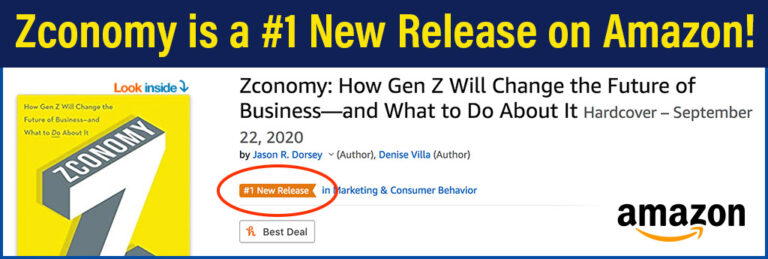 Screenshot of Zconomy book on Amazon with #1 New Release banner circled